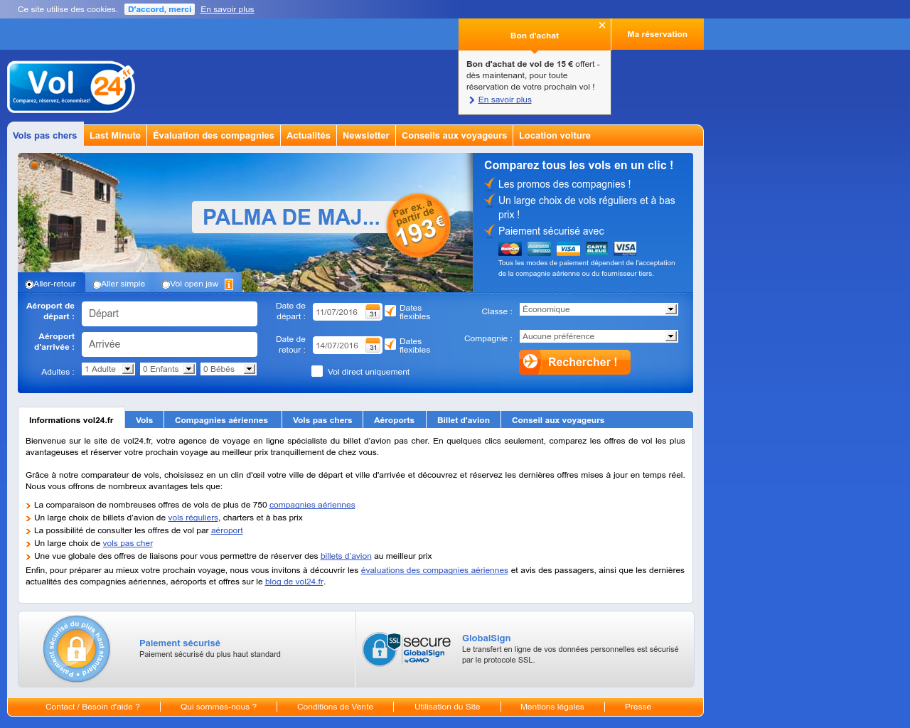 Site de l'image airlinedirect.fr en 1280x1024